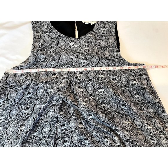 BCBG Womens A-Line Dress Round Neck Geometric Back Keyhole Black White Size M - Picture 5 of 9